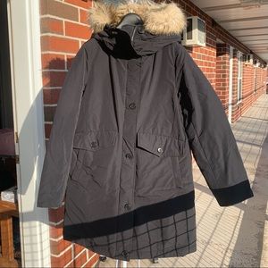 Muji heavyweight black coat— water resistant. no fur trim!